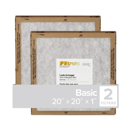Filtrete Filtrete 20 in. W X 20 in. H X 1 in. D Synthetic 2 MERV Flat Panel Filter 2 pk FPL02-2PK-24